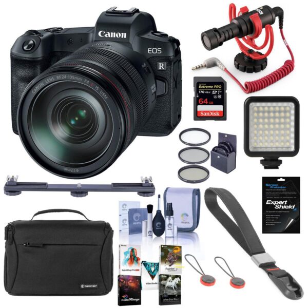 Canon EOS R Mirrorless Camera with Canon RF 24-105mm F4 L IS Lens WVlogger Kit