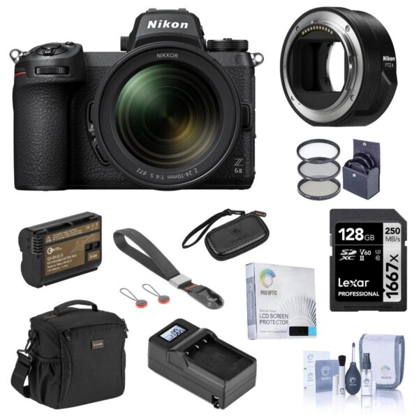 Nikon Z 6II Mirrorless Camera with 24-70mm f4 Lens with FTZ Adapter, Acc. Kit