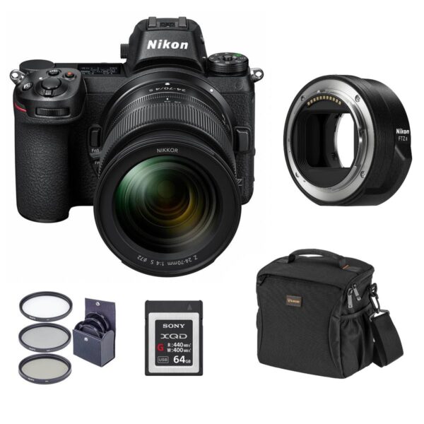 Nikon Z7 FX-Format Mirrorless Camera with NIKKOR Z 24-70mm f4 S Lens Bundle with Nikon FTZ II Mount Adapter