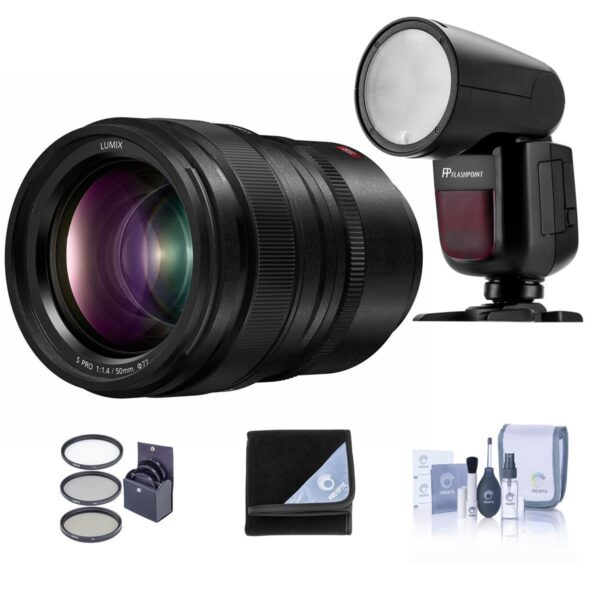 Panasonic 50mm f1.4 LUMIX S PRO L-Mount Lens With FP Zoom Li-on X R2 TTL Flash