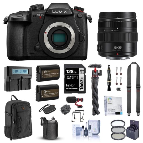 Panasonic Lumix GH5 II Mirrorless Camera with 12-35 F2.8 Lens, Complete Kit