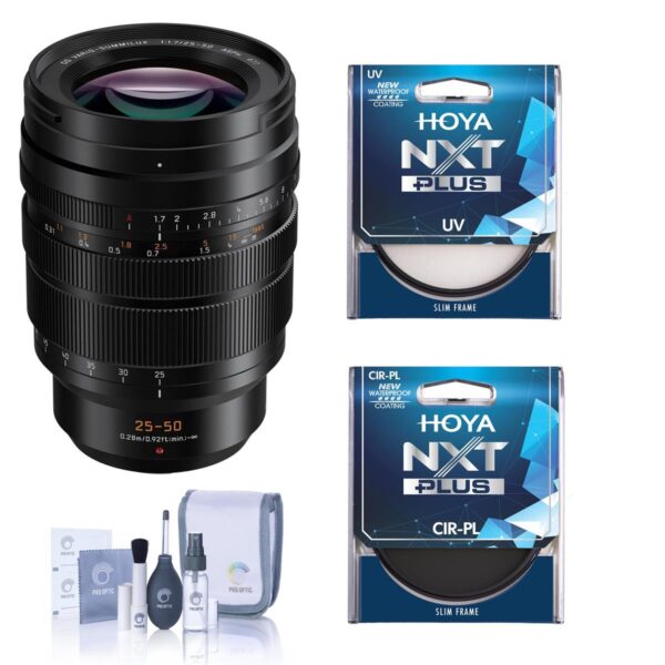 Panasonic Lumix Leica DG Vario-Summilux 25-50mm f1.7 MFT Lens wHoya Filter Kit