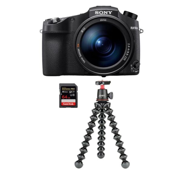 Sony Cyber-shot DSC-RX10 IV Camera Black With Joby GorillaPod 3K 64GB SDXC Card